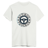 On the Open Road - Retired Trucker Tee - White - Print Material