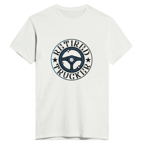 On the Open Road - Retired Trucker Tee - White - Print Material