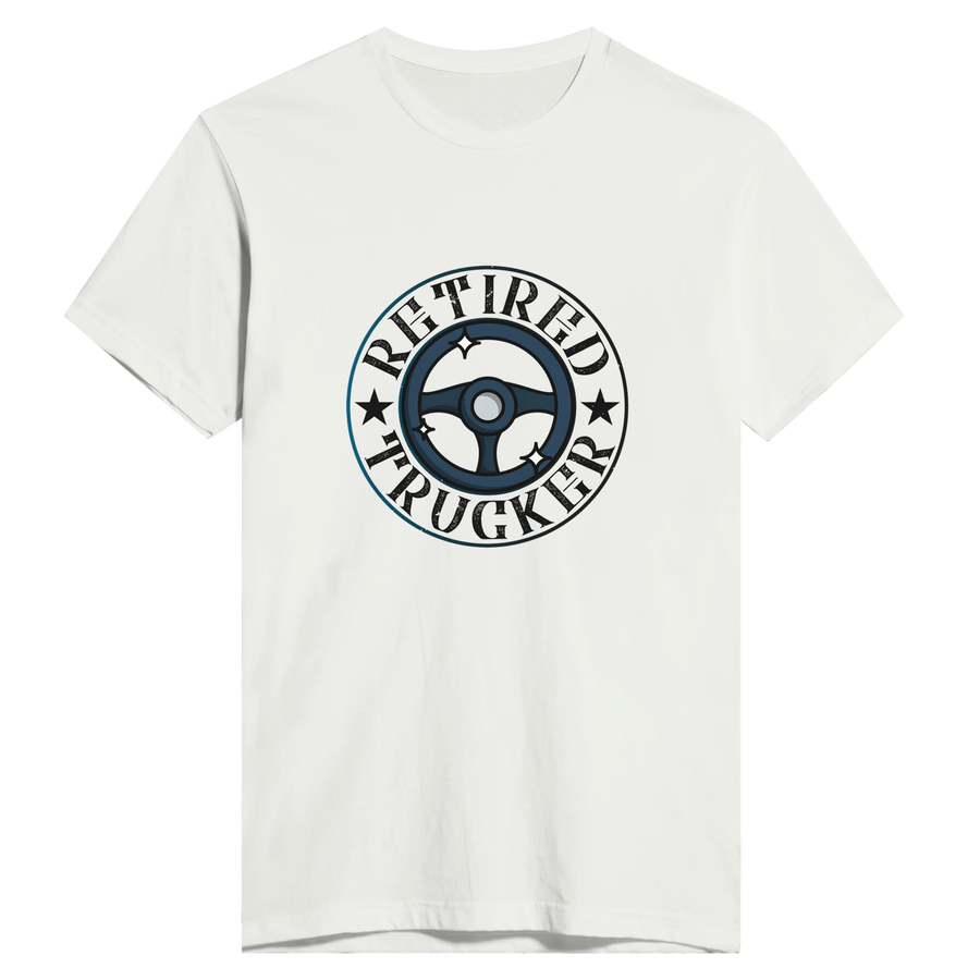 On the Open Road - Retired Trucker Tee - White - Print Material