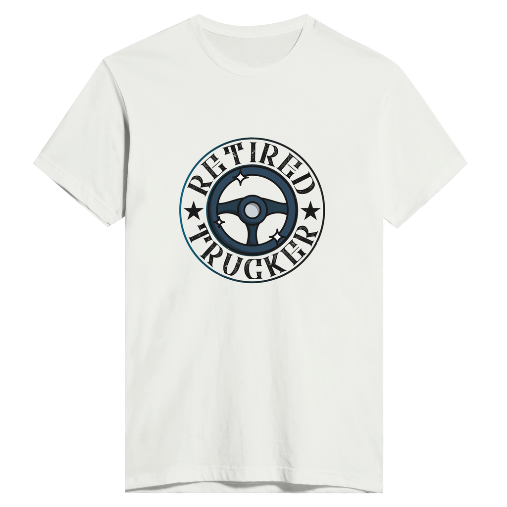 On the Open Road - Retired Trucker Tee - White - Print Material