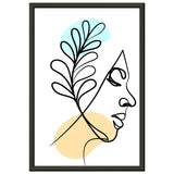 Nature's Grace - Line Art Portrait with Pastel Hues - 30x45 cm 12x18″ - Metal Framed Posters