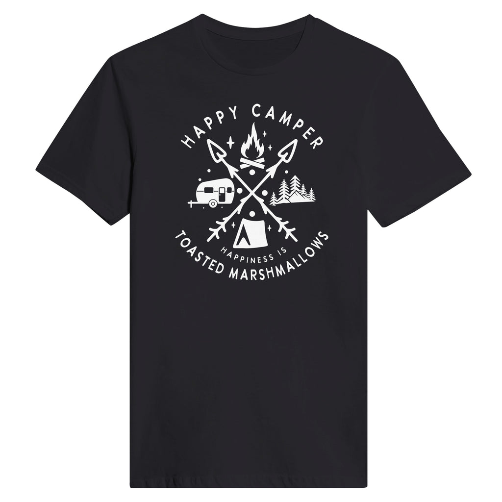 Campfire Bliss - Happy Camper Marshmallows - Black - Crewneck T.shirts