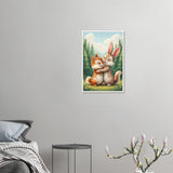 Innocent Affection - Bunny & Fox Framed Poster - 40x60 cm 16x24″ White frame - Wooden Framed Posters