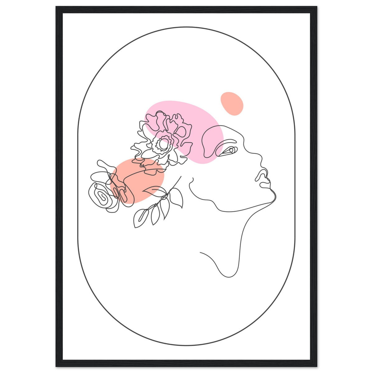 Ethereal Blossom Muse - Framed Line Art Poster - 50x70 cm 20x28″ Black frame - Wooden Framed Posters