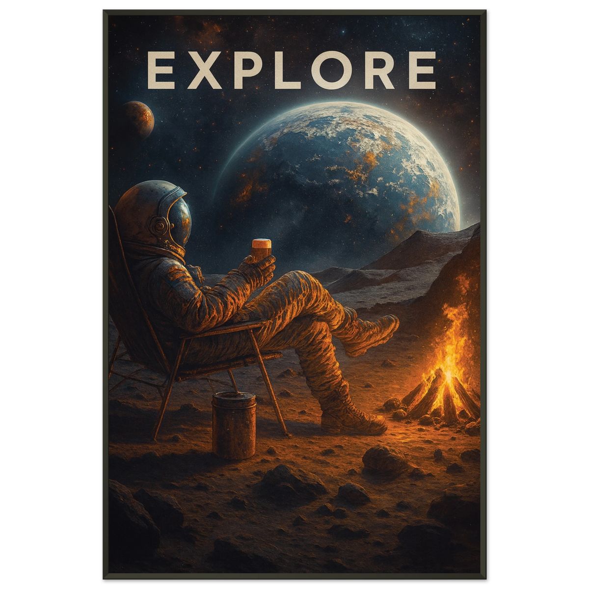 Explore Space Campfire – Metal Framed Poster Gift - Default Title - Metal Framed Posters