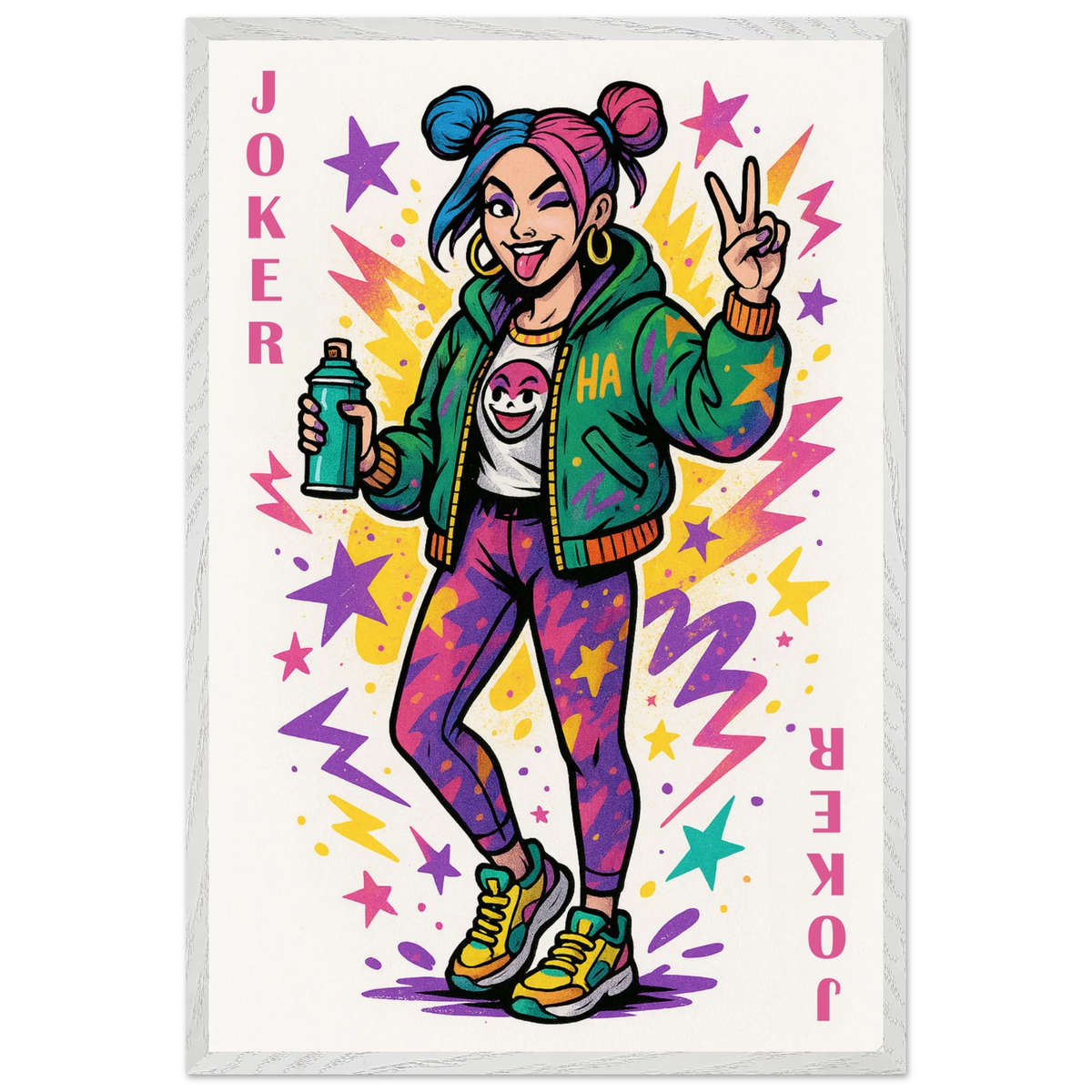 Zodiac Joker Poster Gift in Premium Wooden Frame - White frame Joker Girl - Wooden Framed Posters