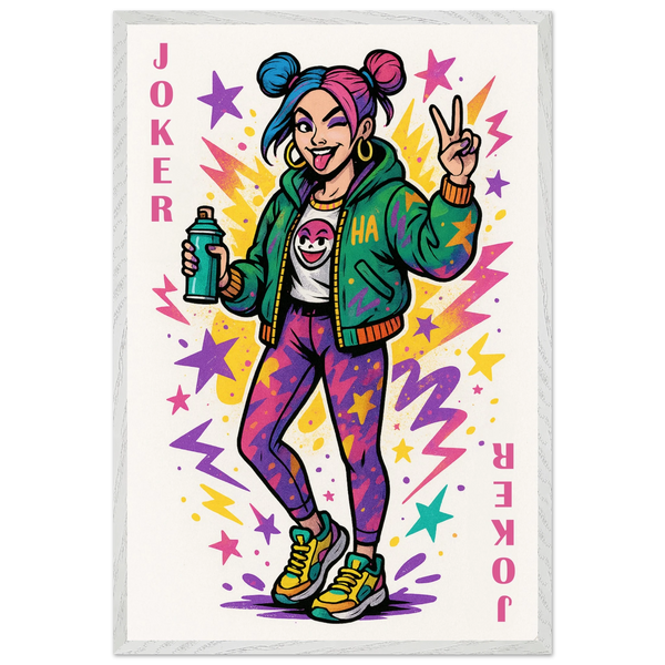 Zodiac Joker Poster Gift in Premium Wooden Frame - White frame Joker Girl - Wooden Framed Posters