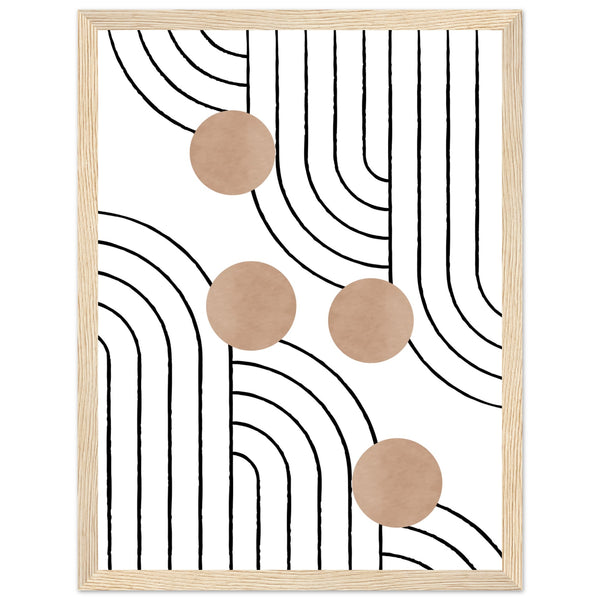 Timeless Elegance - Abstract Line Art with Natural Tones - 30x40 cm 12x16″ Wood frame - Wooden Framed Posters