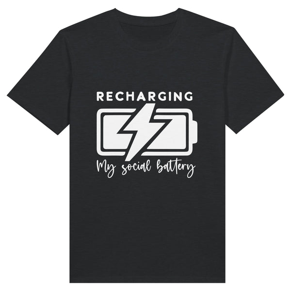 Social Battery Recharge Tee - Charcoal - Print Material