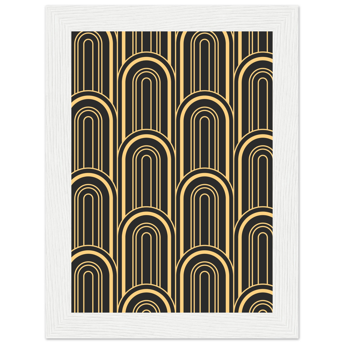 Timeless Elegance - Black and Gold Art Deco Masterpiece - 13x18 cm 5x7″ White frame - Framed Posters