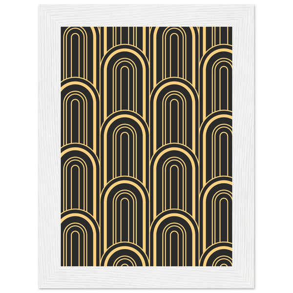 Timeless Elegance - Black and Gold Art Deco Masterpiece - 13x18 cm 5x7″ White frame - Framed Posters