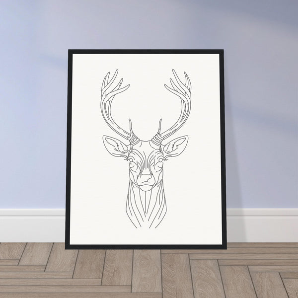 Nature's Grace - Deer Illustration - - Wooden Framed Posters