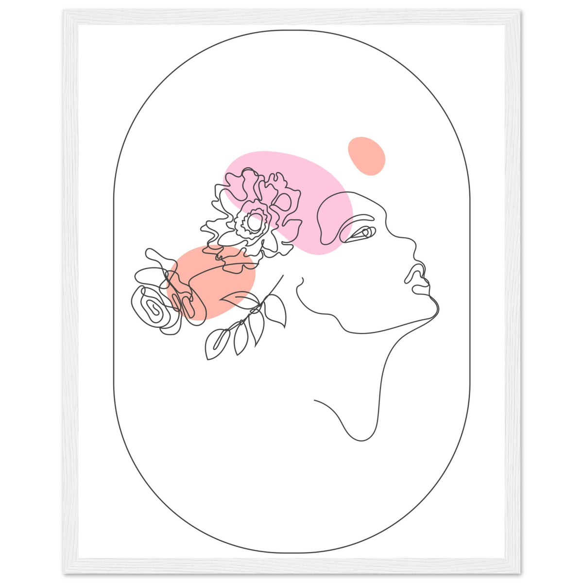 Ethereal Blossom Muse - Framed Line Art Poster - 40x50 cm 16x20″ White frame - Wooden Framed Posters