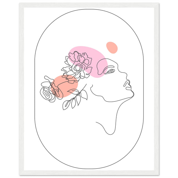 Ethereal Blossom Muse - Framed Line Art Poster - 40x50 cm 16x20″ White frame - Wooden Framed Posters