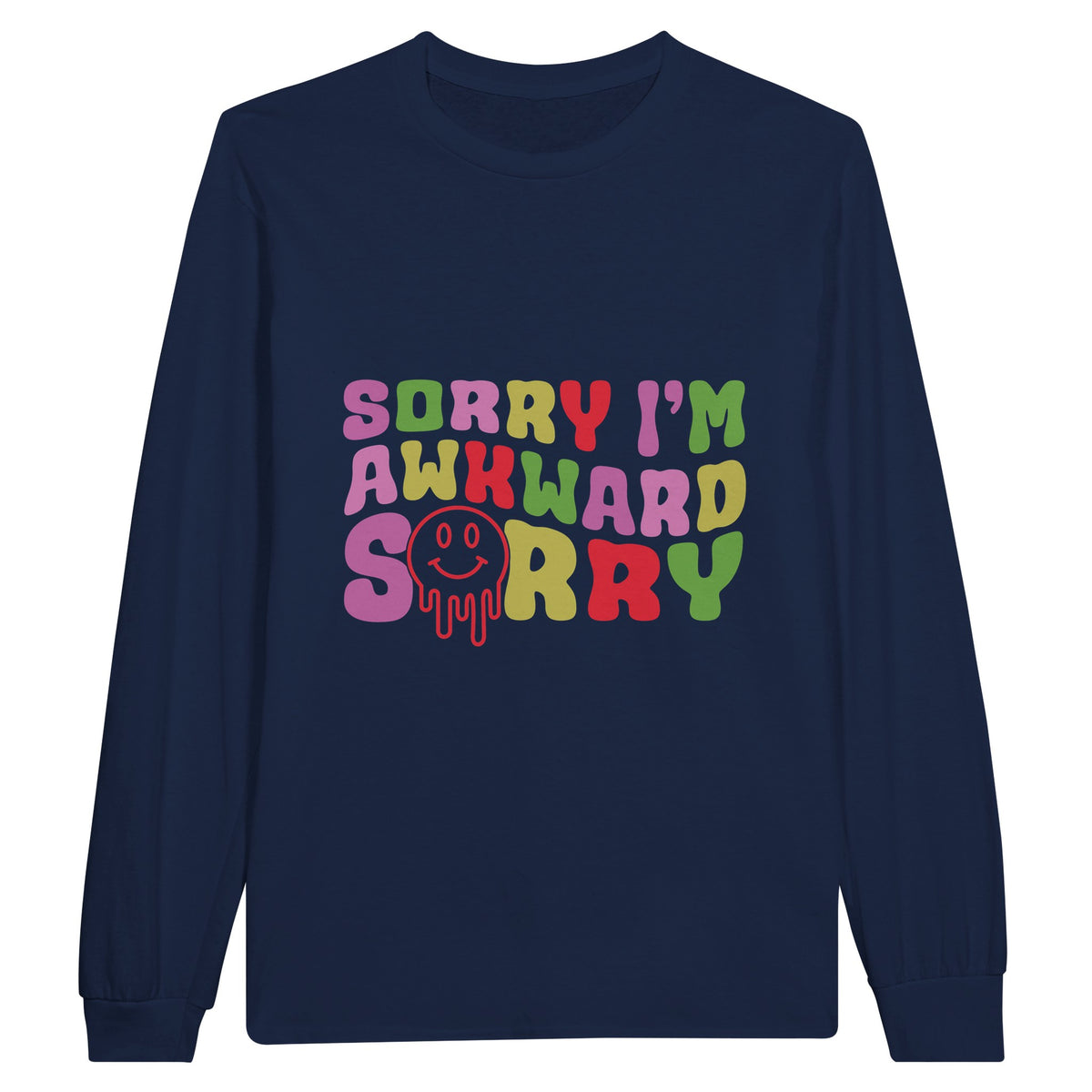 Awkward Charm - Flaunt Your Quirkiness in Style - Navy - Long Sleeve T-shirts