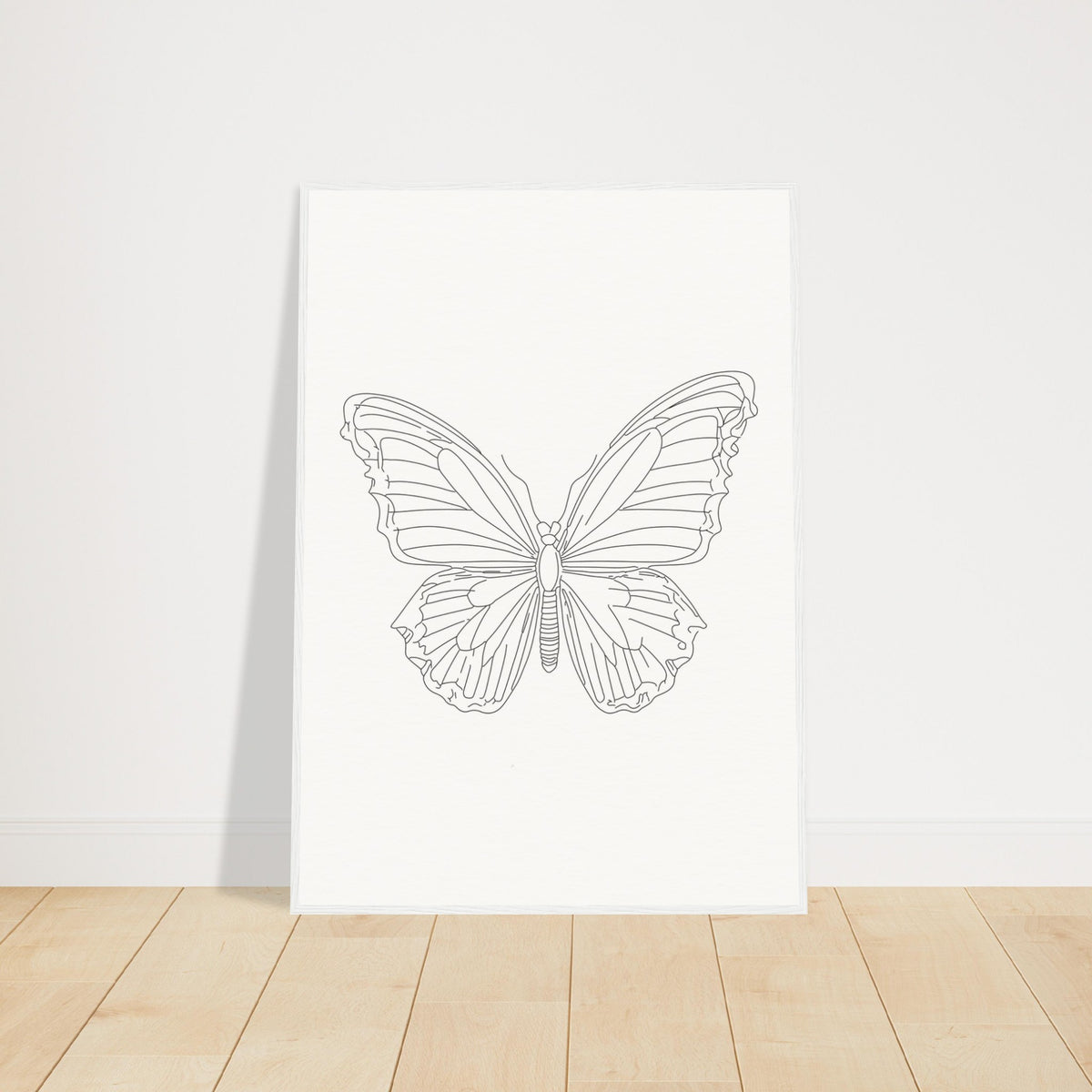 Butterfly Grace - Framed Minimalist Art - 70x100 cm 28x40″ White frame - Wooden Framed Posters