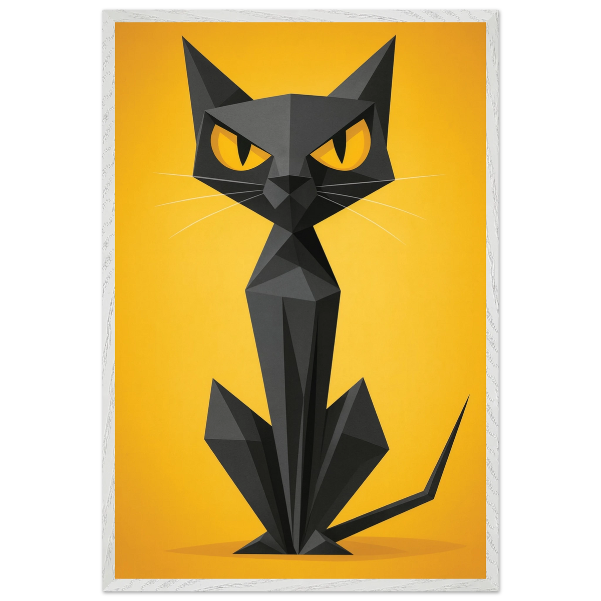 Abstract Cat Wooden Frame – Perfect Gift for Home Decor - White frame - Wooden Framed Posters