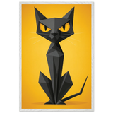 Abstract Cat Wooden Frame – Perfect Gift for Home Decor - White frame - Wooden Framed Posters