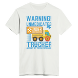 Proceed with Caution - Unmedicated Trucker Warning Tee - White - Print Material