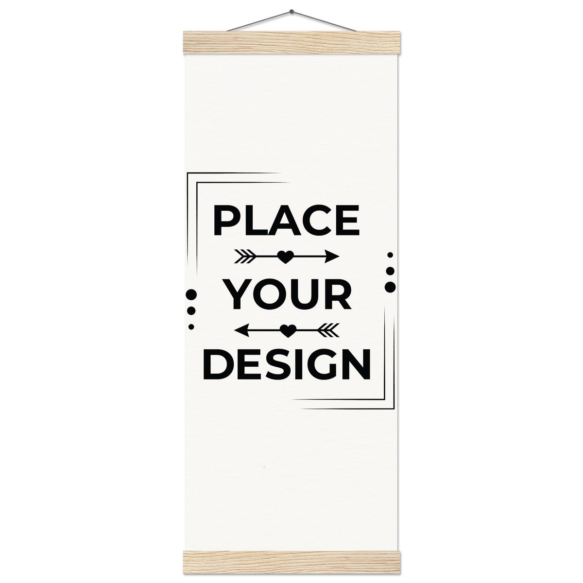 Elevate Your Space - Customizable Premium Matte Paper Poster with Hanger - 20x50 cm 8x20″ Natural wood wall hanger - Wooden Framed Posters