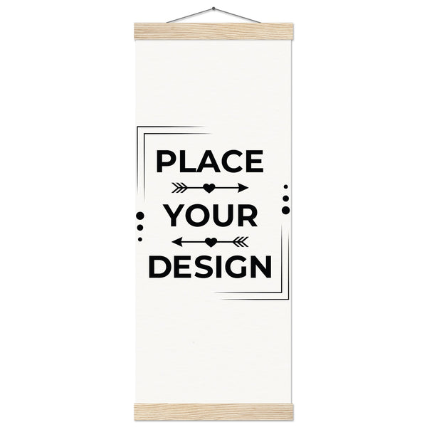 Elevate Your Space - Customizable Premium Matte Paper Poster with Hanger - 20x50 cm 8x20″ Natural wood wall hanger - Wooden Framed Posters