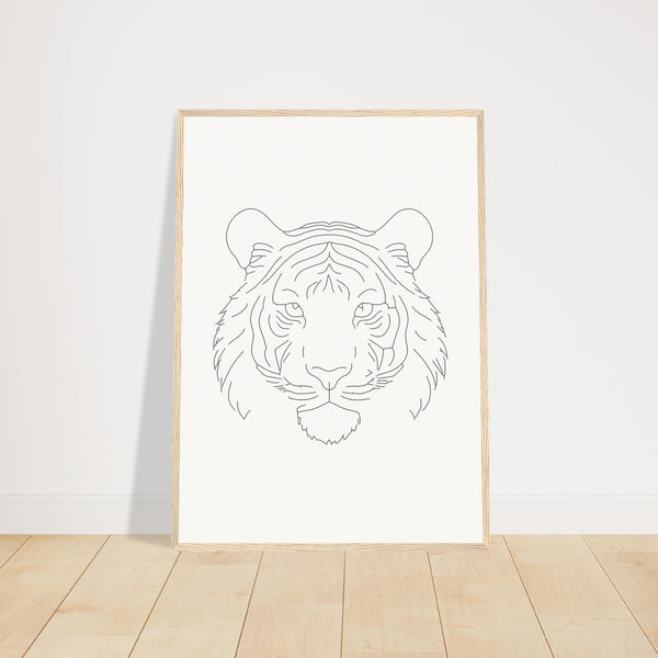 Majestic Lines - The Tiger's Gaze - 50x70 cm 20x28″ Wood frame - Wooden Framed Posters