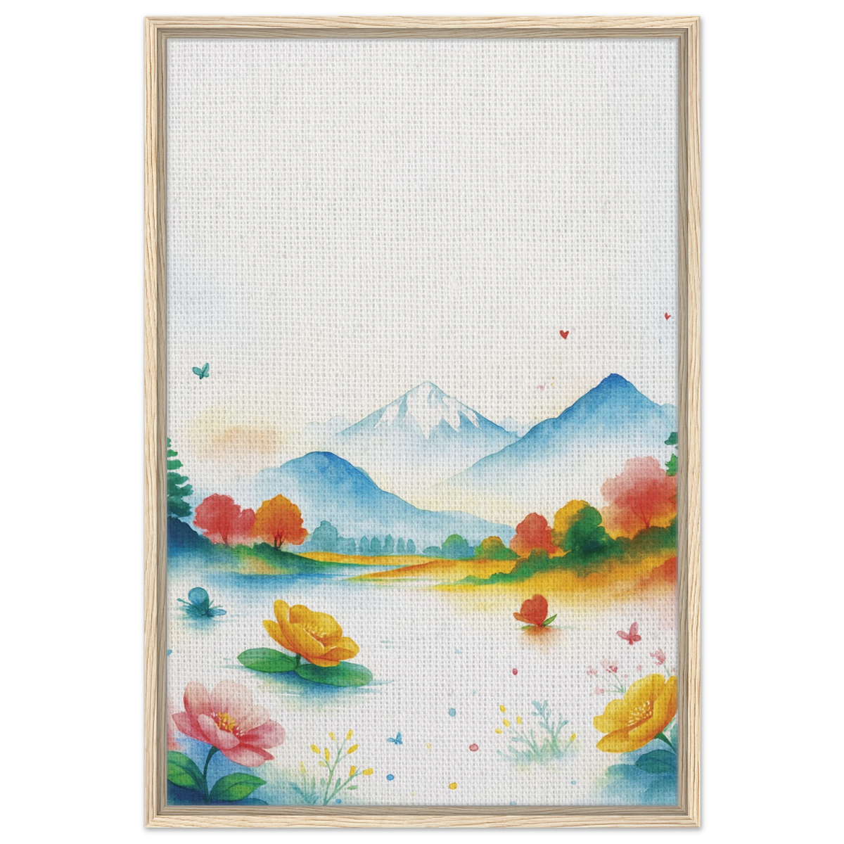Tranquil Moments – Watercolor Mountain Framed Canvas - - Canvas