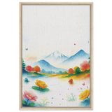 Tranquil Moments – Watercolor Mountain Framed Canvas - - Canvas