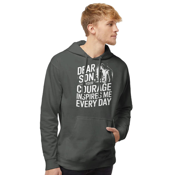 Dear Son, You Inspire Me Every Day – A Dad’s Pride - Gunmetal Heather - Hooded Sweatshirt