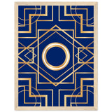 Art Deco Elegance - Blue & Gold Geometric Framed Print - 30x40 cm 12x16″ Wood frame - Wooden Framed Posters