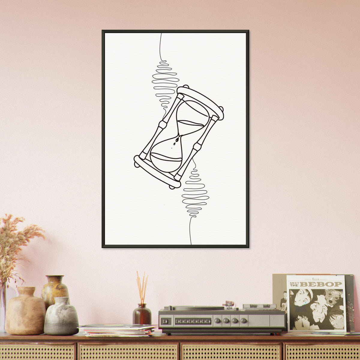 Timeless Whispers - Elegant Hourglass Art - - Metal Framed Posters