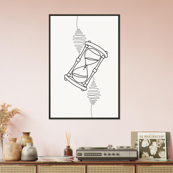 Timeless Whispers - Elegant Hourglass Art - - Metal Framed Posters