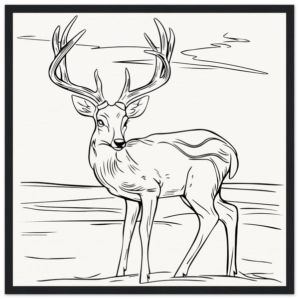 Elegance in Nature - Deer in Line - 50x50 cm 20x20″ Black frame - Wooden Framed Posters