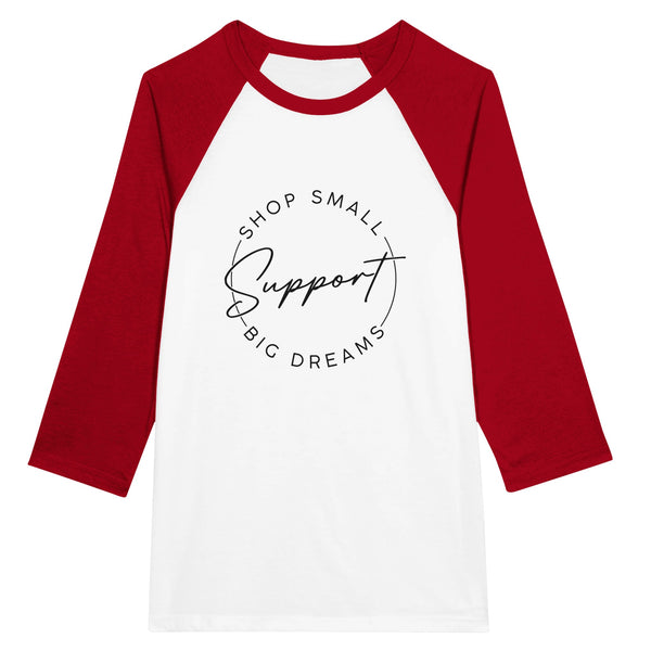 Whispering Dreams Unisex Raglan T-shirt - White and Red -