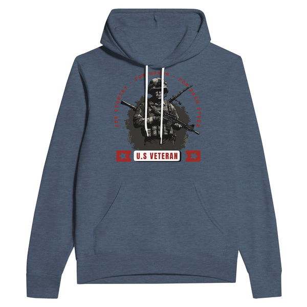 For Honor and Country - U.S. Veteran Hoodie - Heather Navy - Hoodies