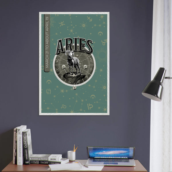 Aries Energy – Metal Wall Art for Birthdays - White frame - Wooden Framed Posters