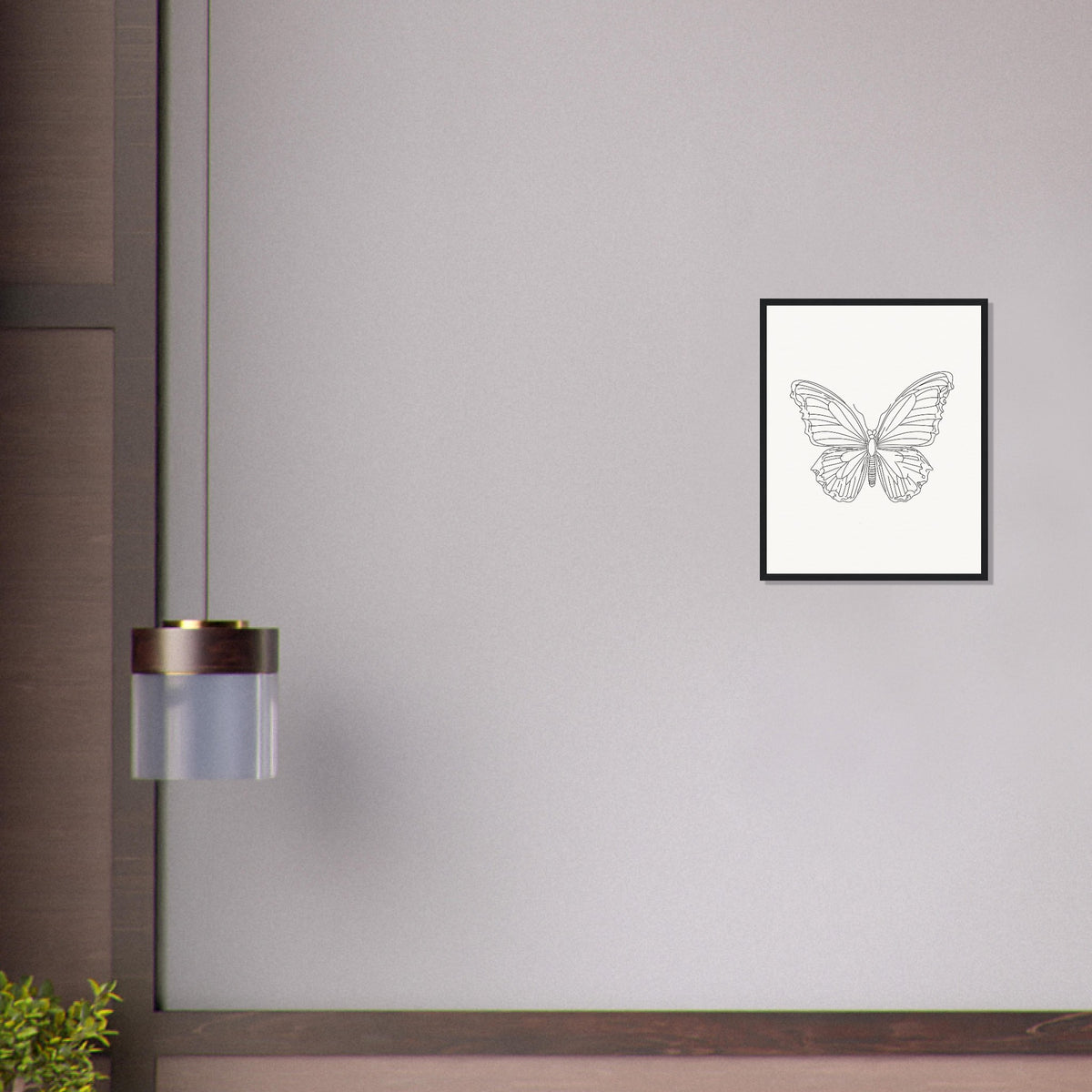 Butterfly Grace - Framed Minimalist Art - - Wooden Framed Posters