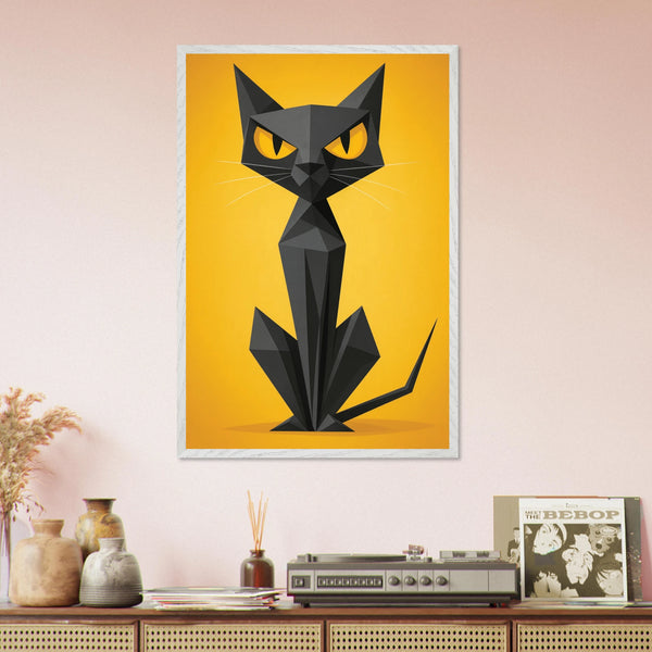 Abstract Cat Wooden Frame – Perfect Gift for Home Decor - - Wooden Framed Posters