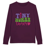 Conquer the Chaos - 'Tiny Human Tamer' Graphic - Maroon - Long Sleeve T-shirts