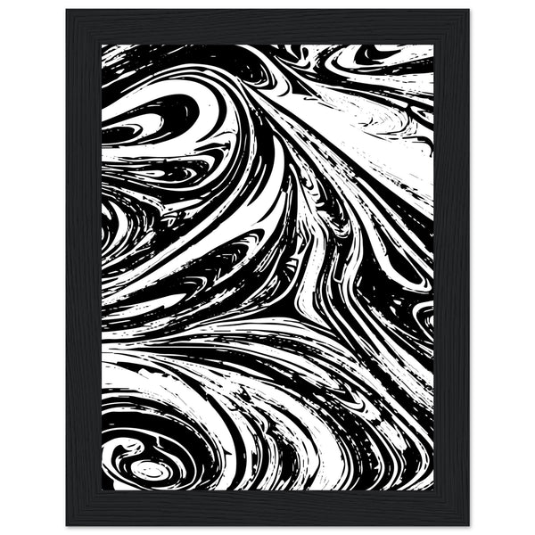 Black & White Swirl - Premium Matte Framed Poster - 15x20 cm 6x8″ Black frame - Metal Framed Posters