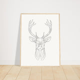 Nature's Grace - Deer Illustration - 45x60 cm 18x24″ Wood frame - Wooden Framed Posters