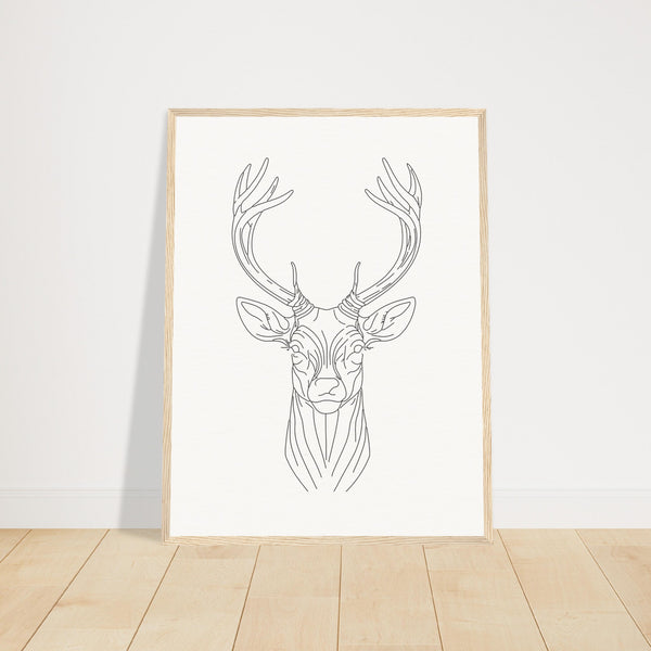 Nature's Grace - Deer Illustration - 45x60 cm 18x24″ Wood frame - Wooden Framed Posters