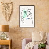 Elegance in Line - Minimalist Female Profile Art - - Wooden Framed Posters