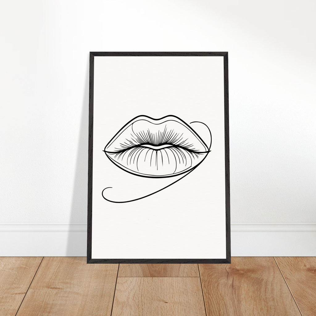 Natural Beauty - Framed Lips Artwork on Matte Paper - - Wooden Framed Posters