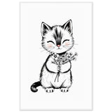 Purrfect Gift - Kitten with Flowers Framed Print - - Wooden Framed Posters