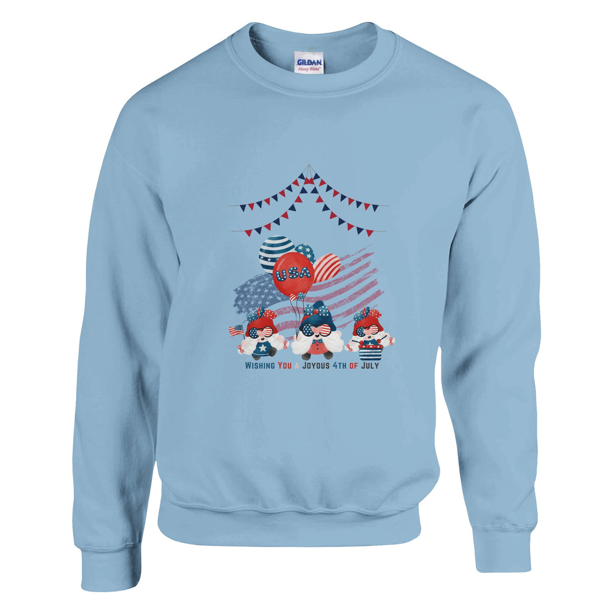 Joyous Gnomes - 4th of July Celebration - Light Blue - Sweatshirts