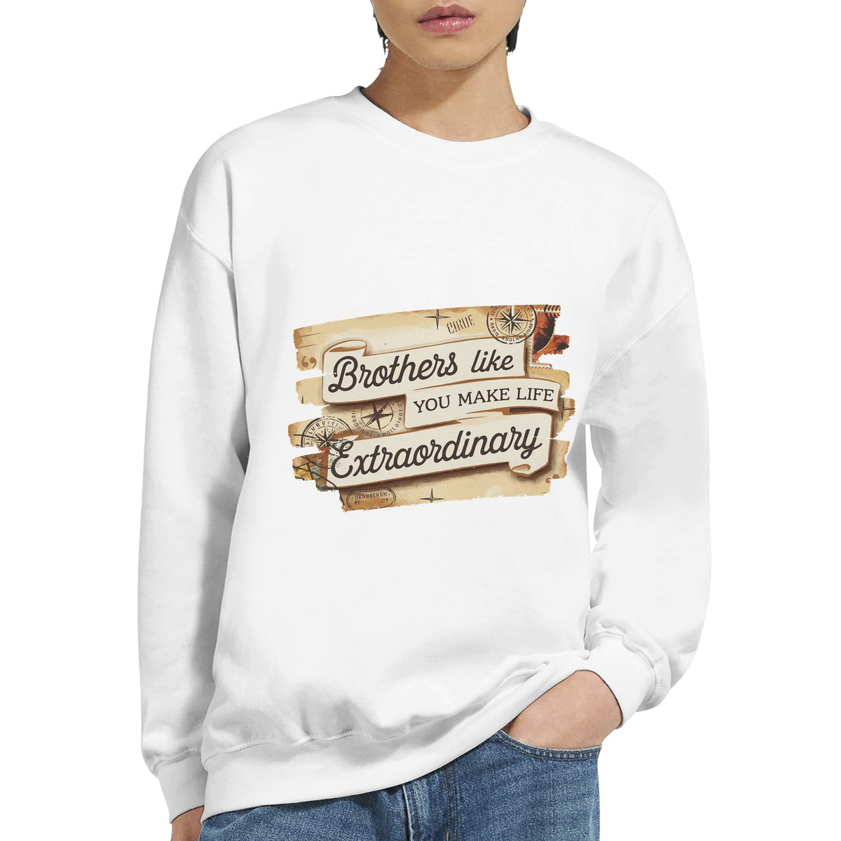 Timeless Bonds - Celebrate Your Brother with Adventure - White - Sweatshirts