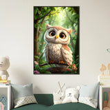 Forest Friend - A Whimsical Owl's Gaze - - Metal Framed Posters