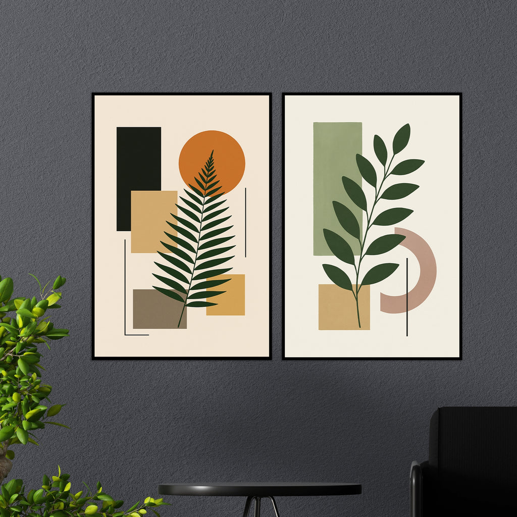 Modern Botanical Wall Art – Perfect Gift for Any Space - Silver Metal Glossy Photo - Framed Posters