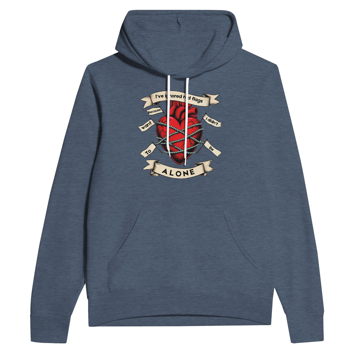 Heartfelt Confessions - Wearing Your Heart on Your Sleeve - Heather Navy - Hoodies